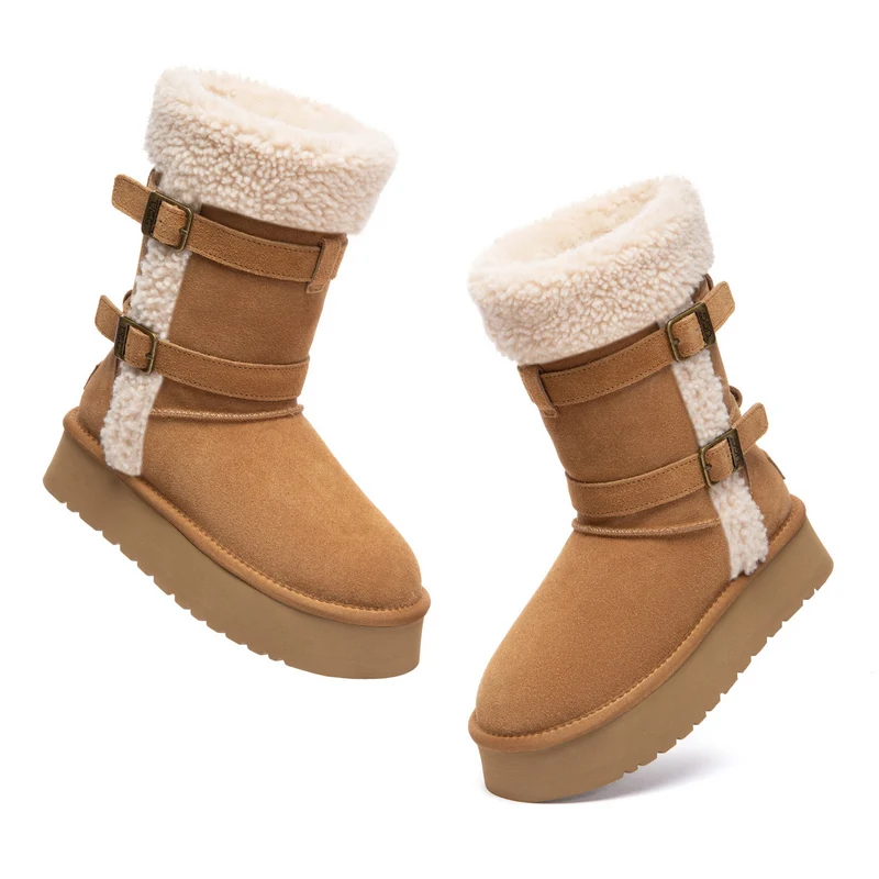 Nordic Buckle Strap Short Platform UGG Boots