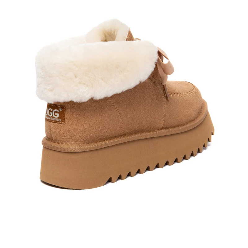 Cosy Lace Up Bow Platform UGG Boots