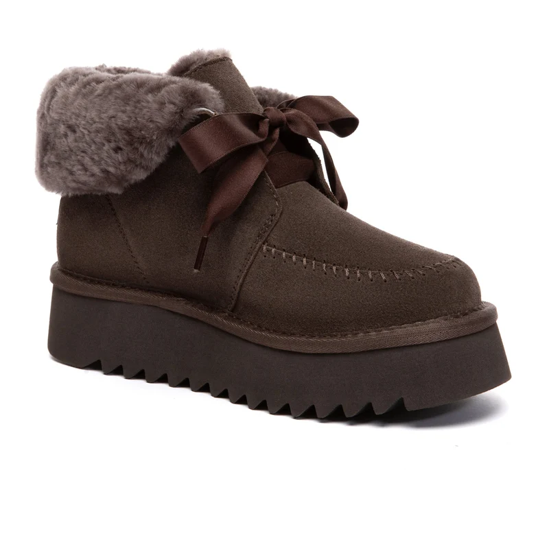 Cosy Lace Up Bow Platform UGG Boots