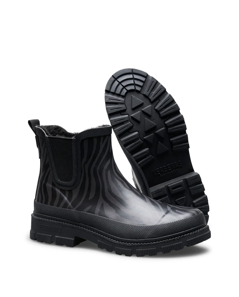 Bota de Agua Lua Fur Smooth Animal Black Zebra/Black