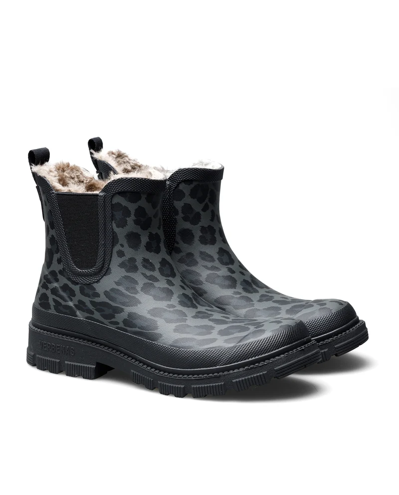 Bota de Agua Lua Fur Smooth Animal Black Leo/Black