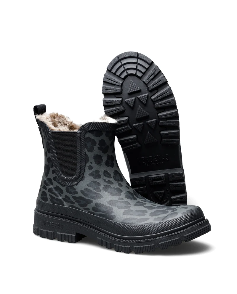 Bota de Agua Lua Fur Smooth Animal Black Leo/Black