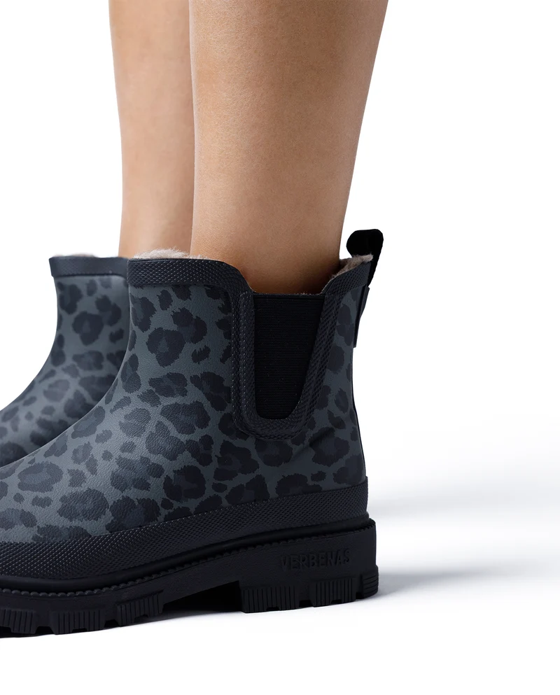Bota de Agua Lua Fur Smooth Animal Black Leo/Black