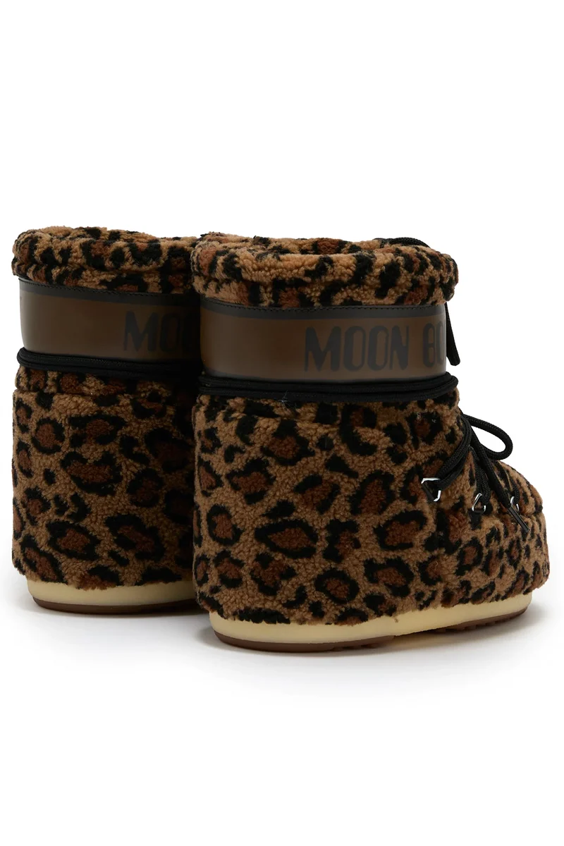 Moon Boot Damen Stiefel Icon Low Fleece Leopard Cognac/Cocoa