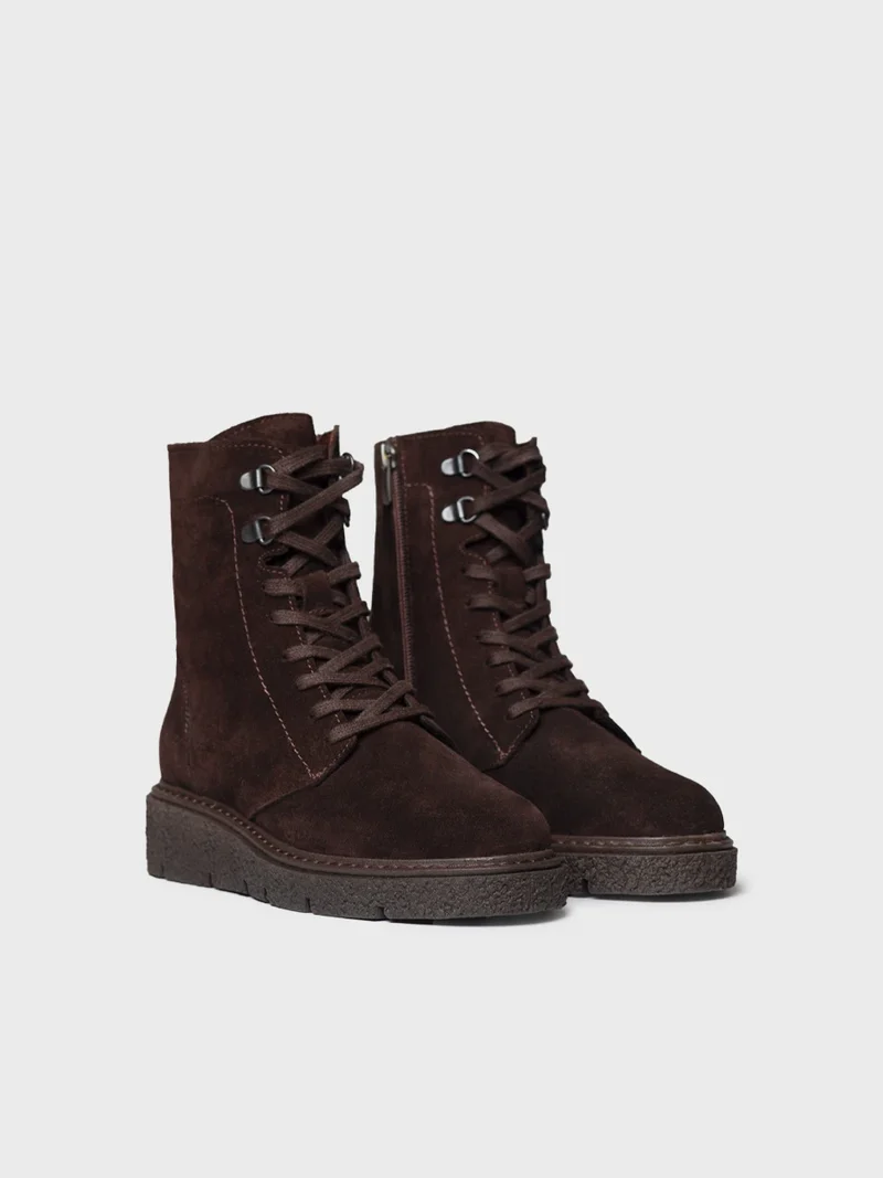 Bota con serraje en piel para mujer | NARA-SY