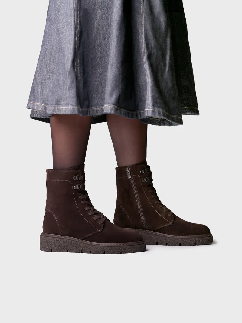 Bota con serraje en piel para mujer | NARA-SY