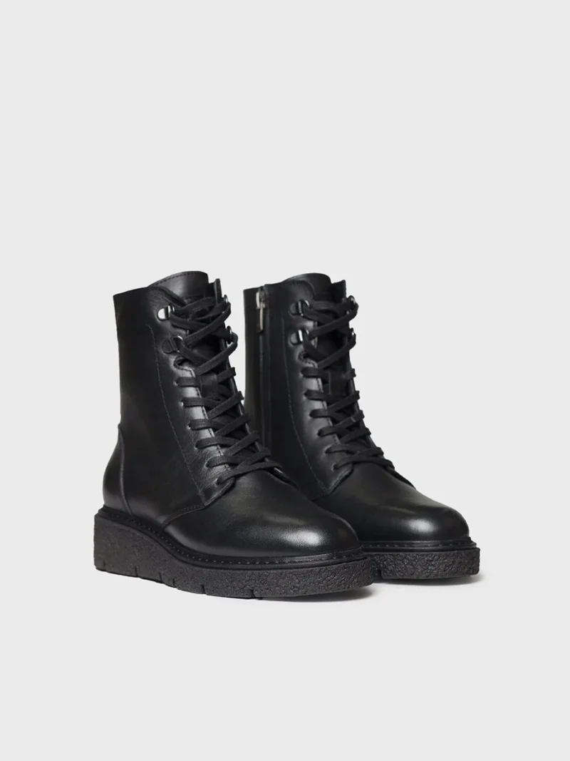 Bota con cordones en piel para mujer | NARA-P