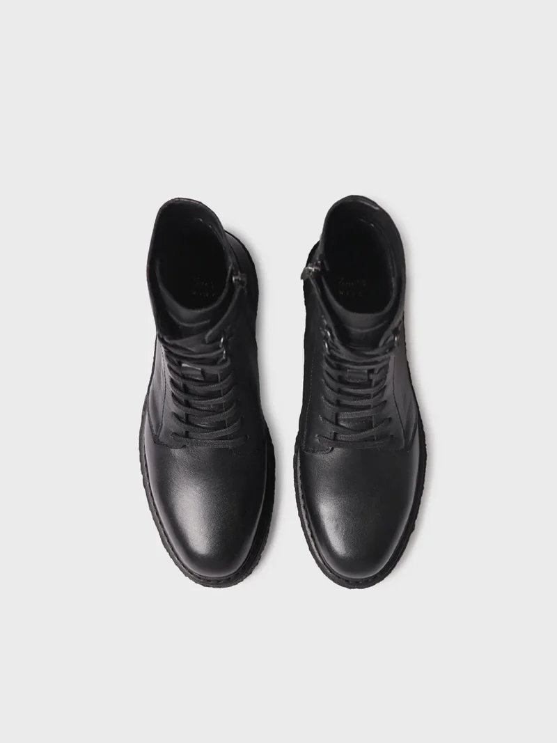 Bota con cordones en piel para mujer | NARA-P