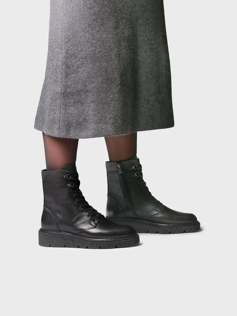 Bota con cordones en piel para mujer | NARA-P