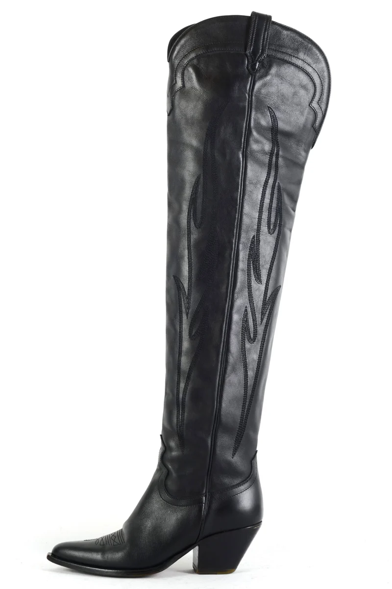 Overknees Leder schwarz