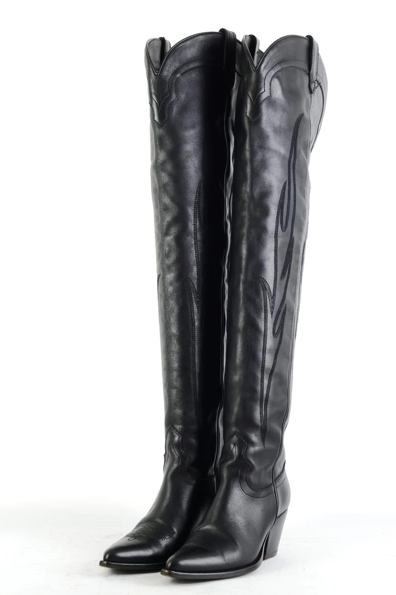 Overknees Leder schwarz