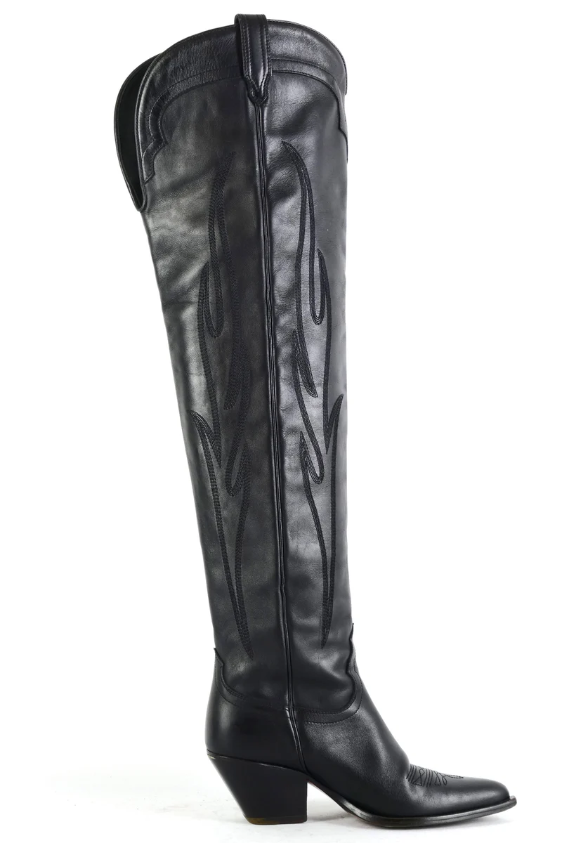 Overknees Leder schwarz