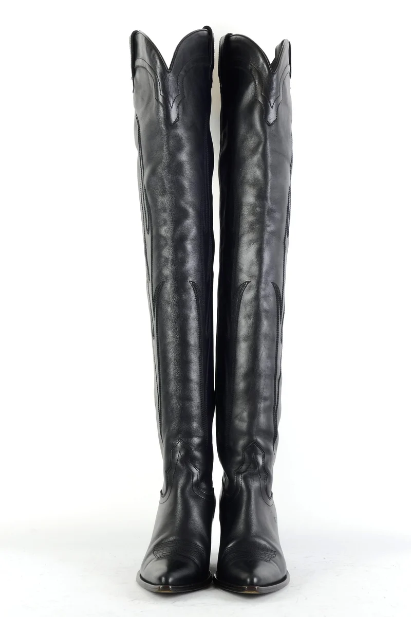 Overknees Leder schwarz
