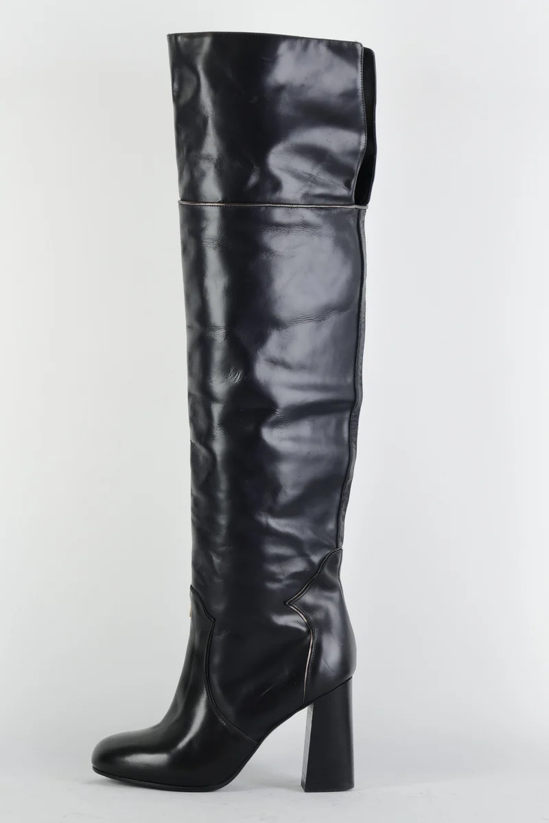 Overknees Leder schwarz