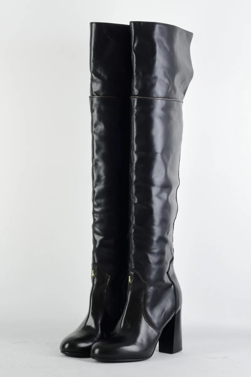 Overknees Leder schwarz