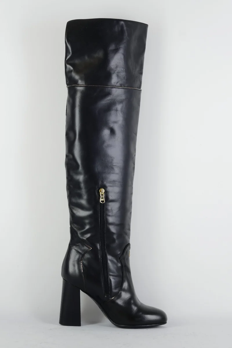 Overknees Leder schwarz