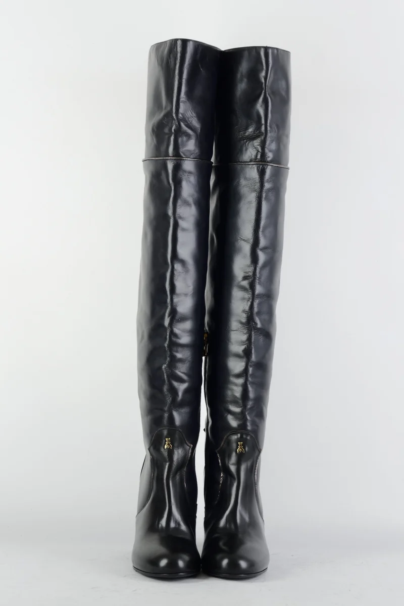 Overknees Leder schwarz