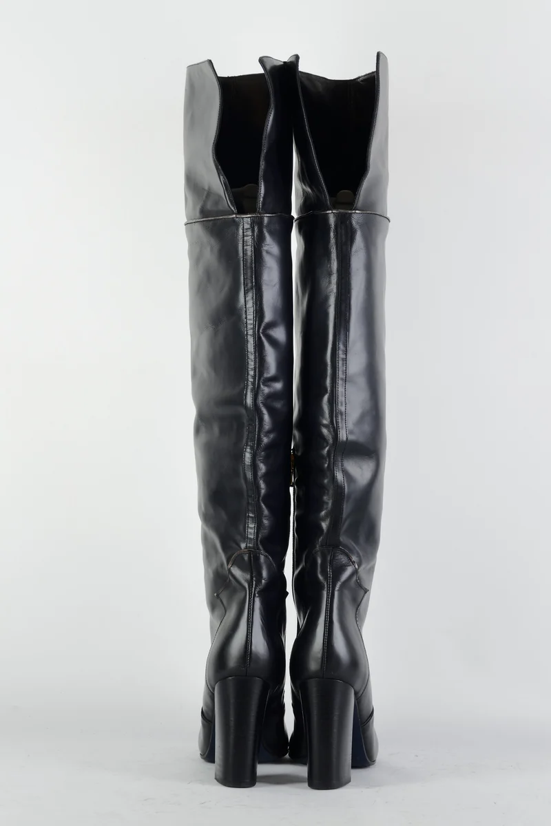 Overknees Leder schwarz