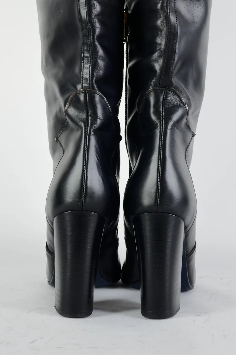 Overknees Leder schwarz
