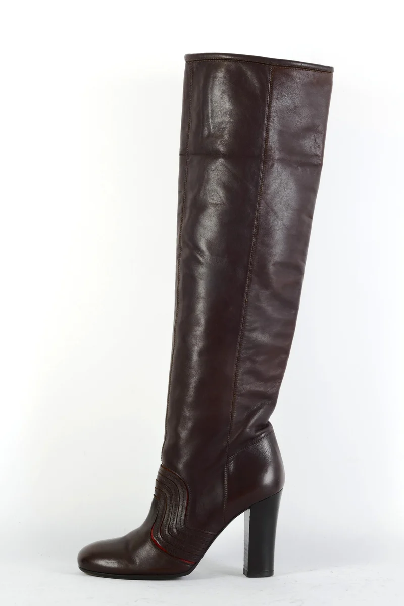 Stiefel Leder dunkelbraun