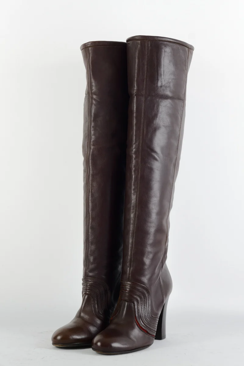 Stiefel Leder dunkelbraun