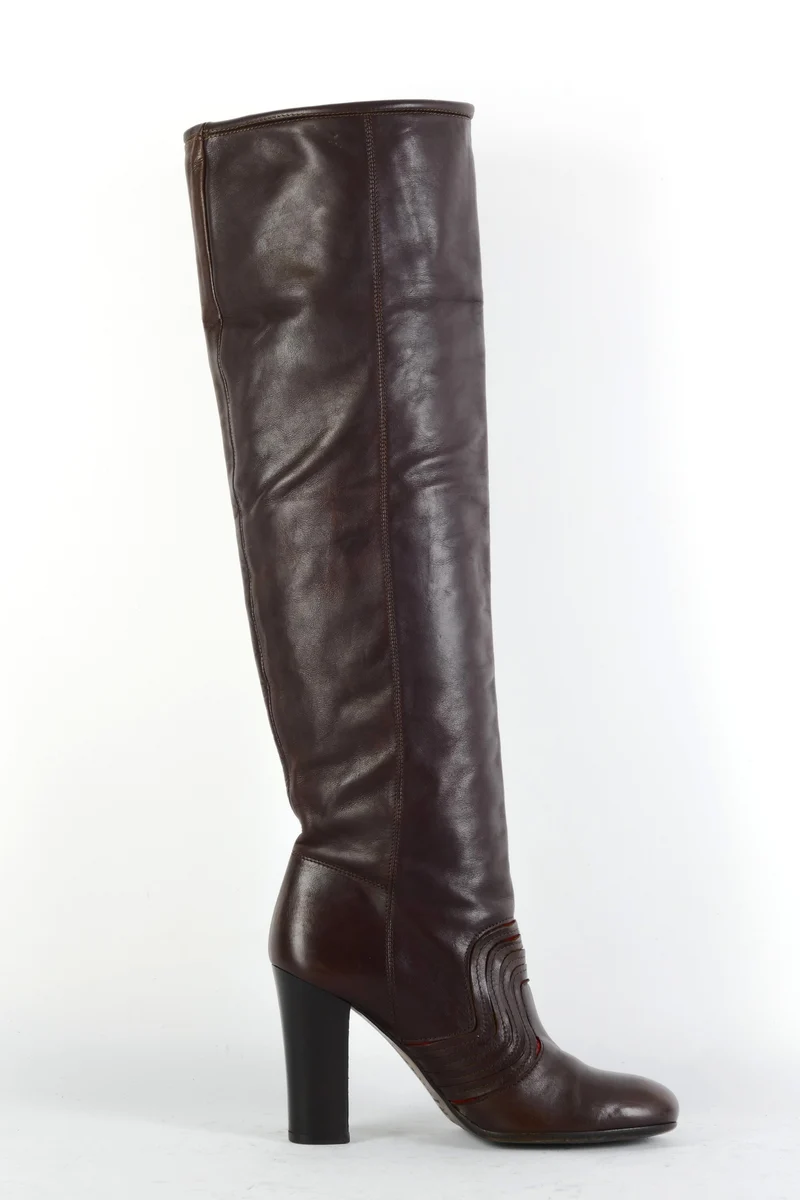 Stiefel Leder dunkelbraun