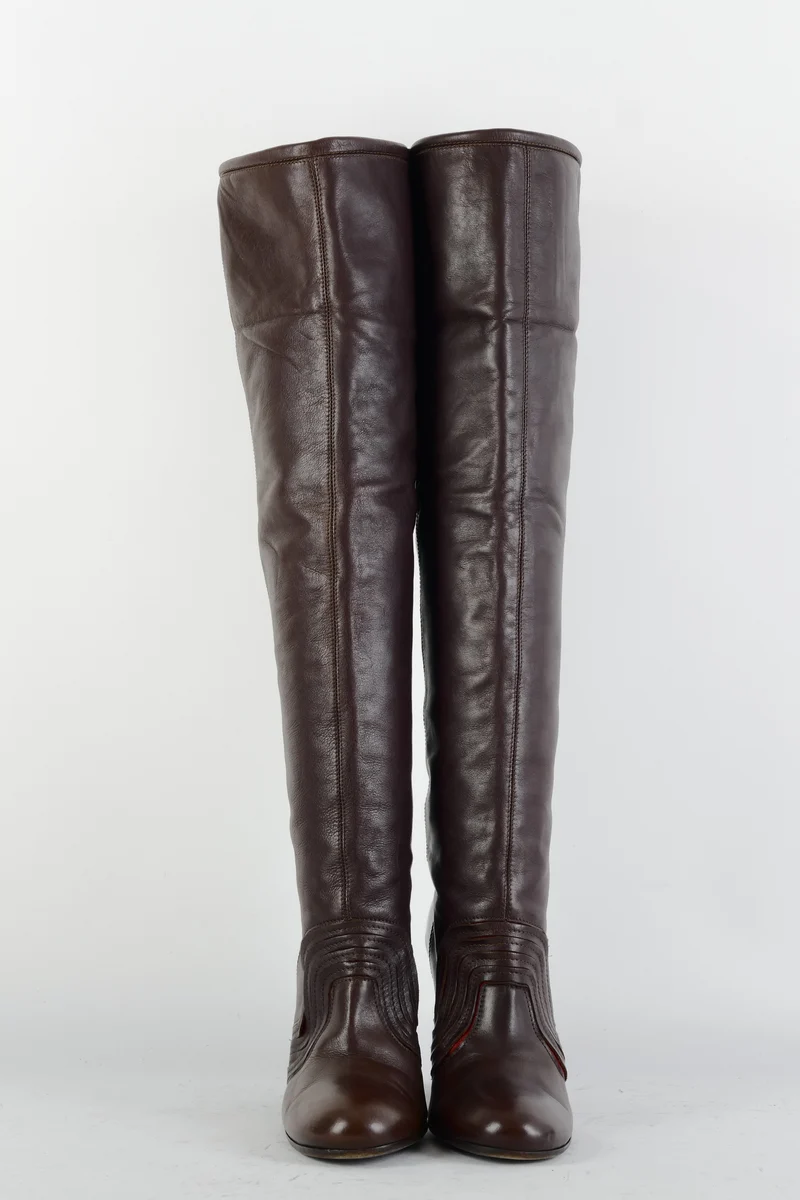 Stiefel Leder dunkelbraun