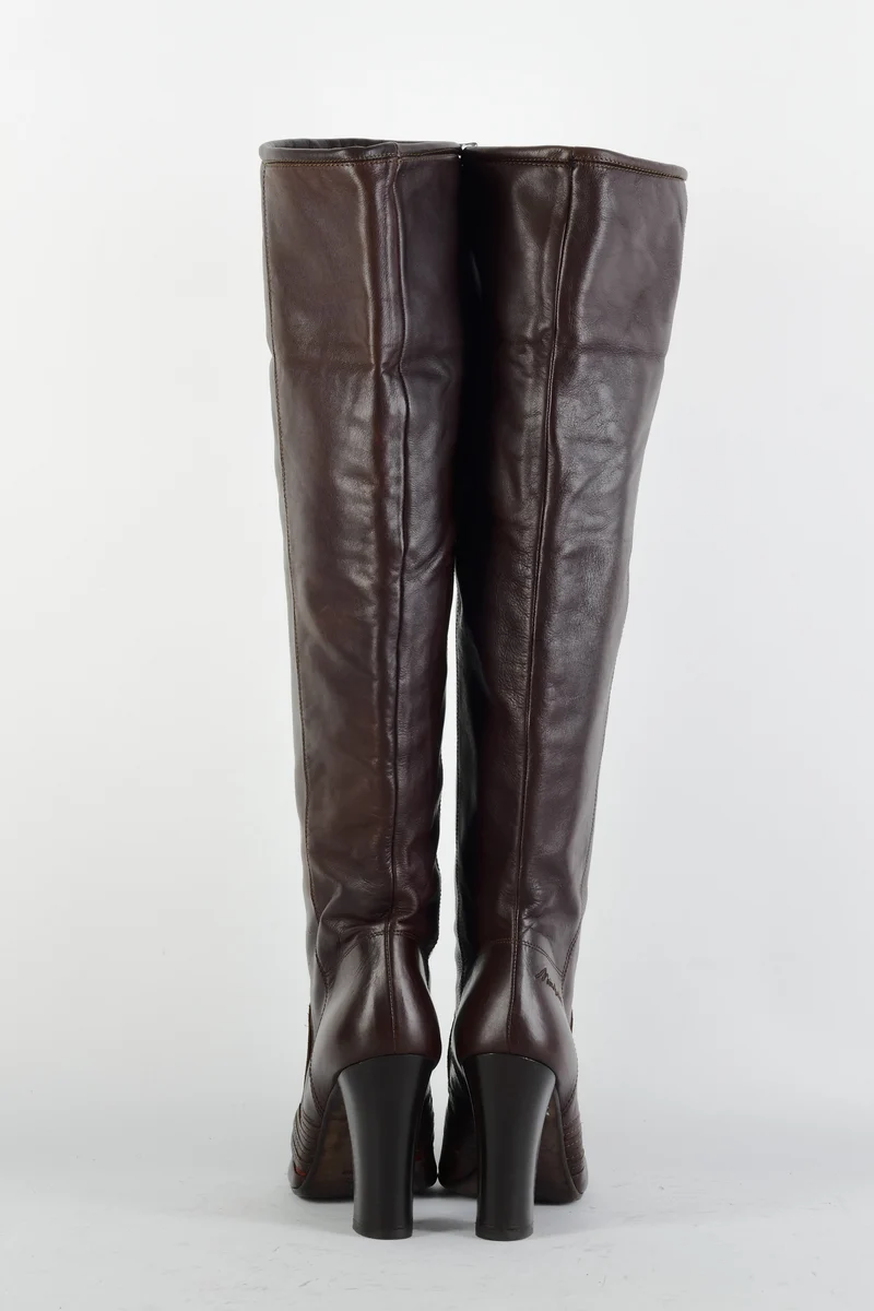 Stiefel Leder dunkelbraun
