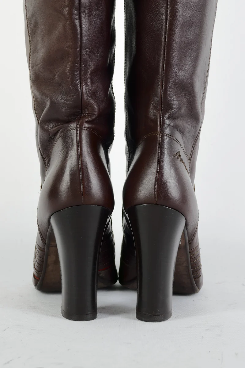 Stiefel Leder dunkelbraun