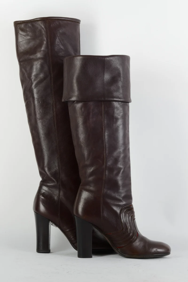 Stiefel Leder dunkelbraun