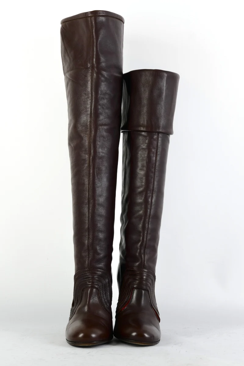 Stiefel Leder dunkelbraun