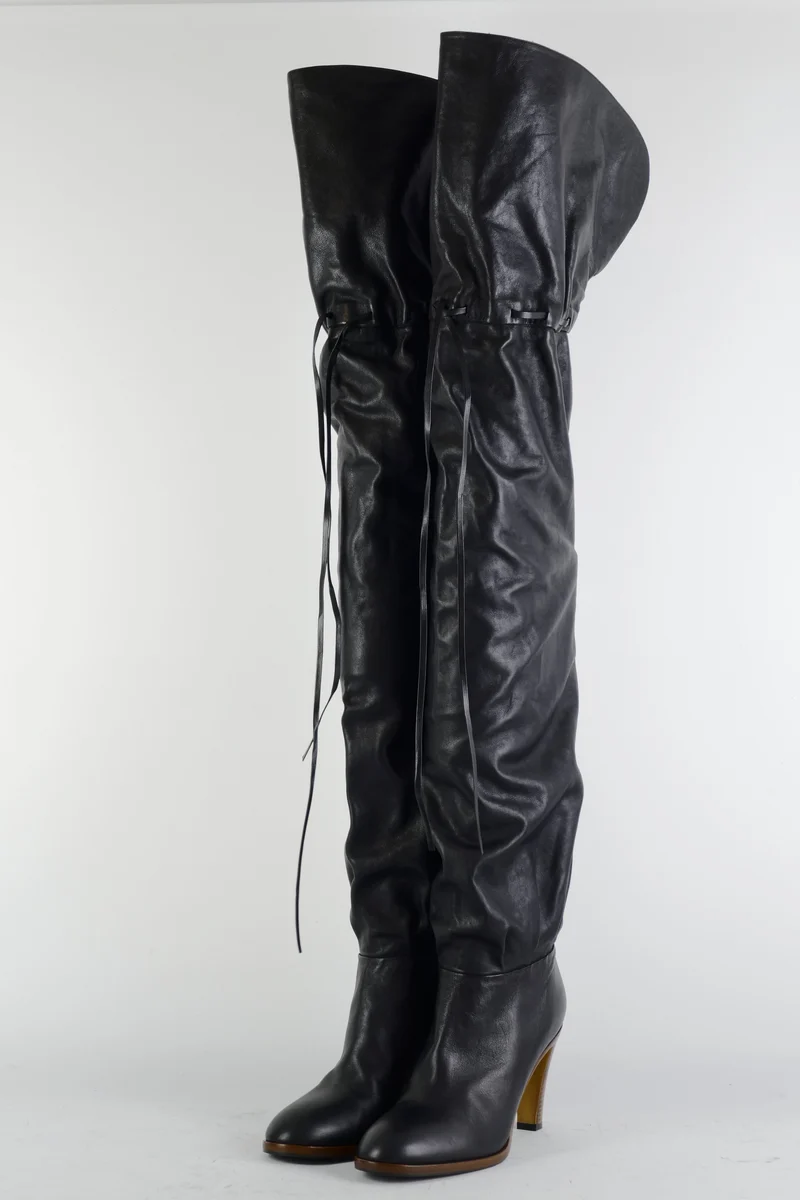 Overknees Leder schwarz