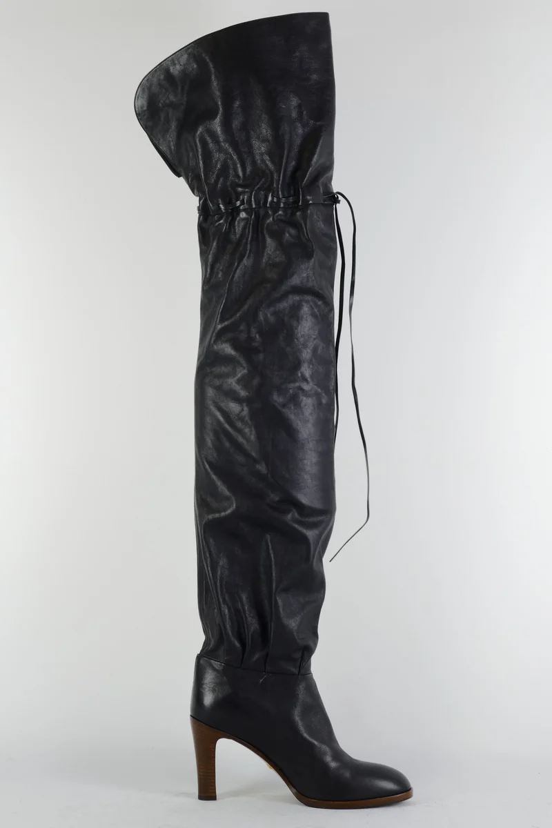 Overknees Leder schwarz