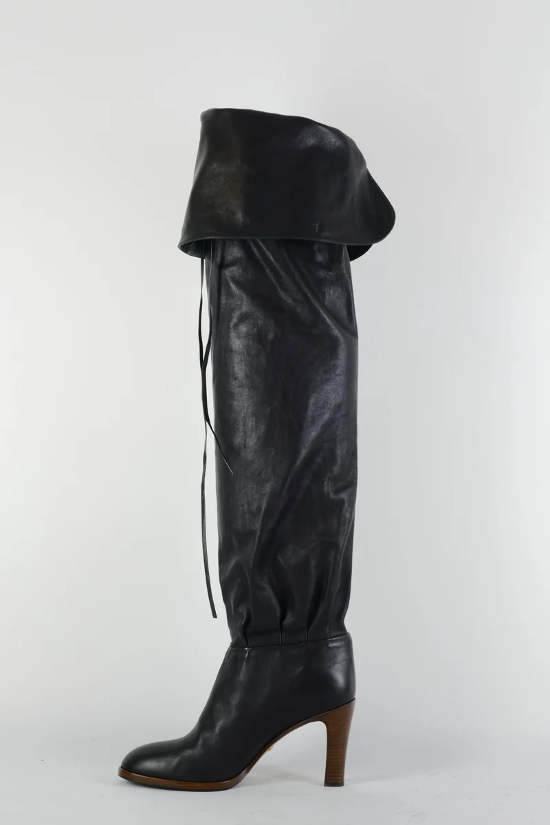 Overknees Leder schwarz