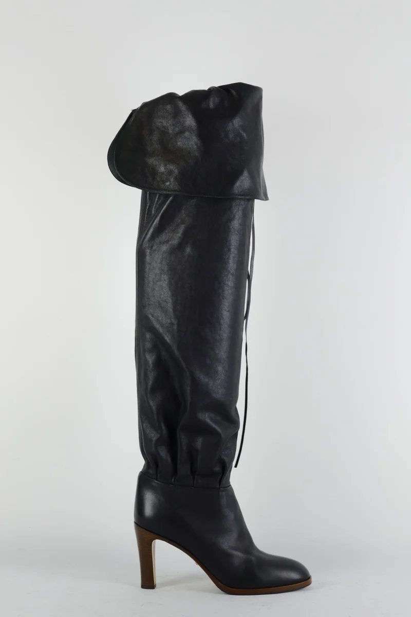 Overknees Leder schwarz