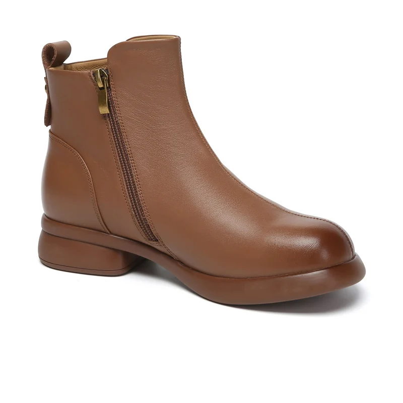 Caroline Leather Zip Ankle Boots