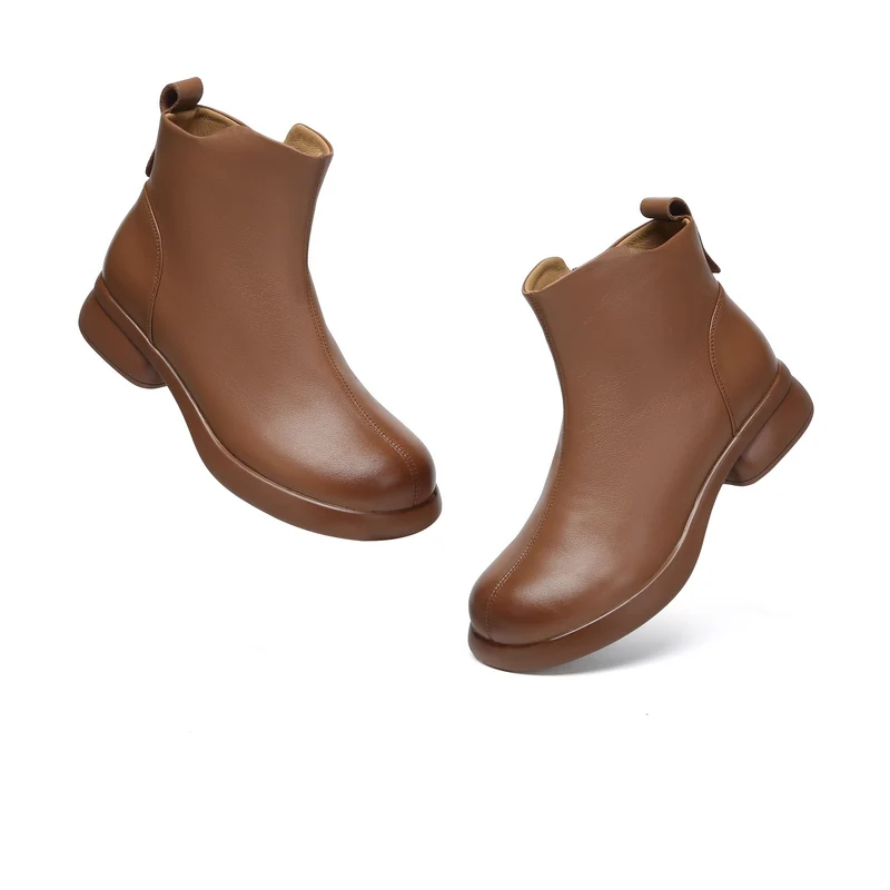 Caroline Leather Zip Ankle Boots