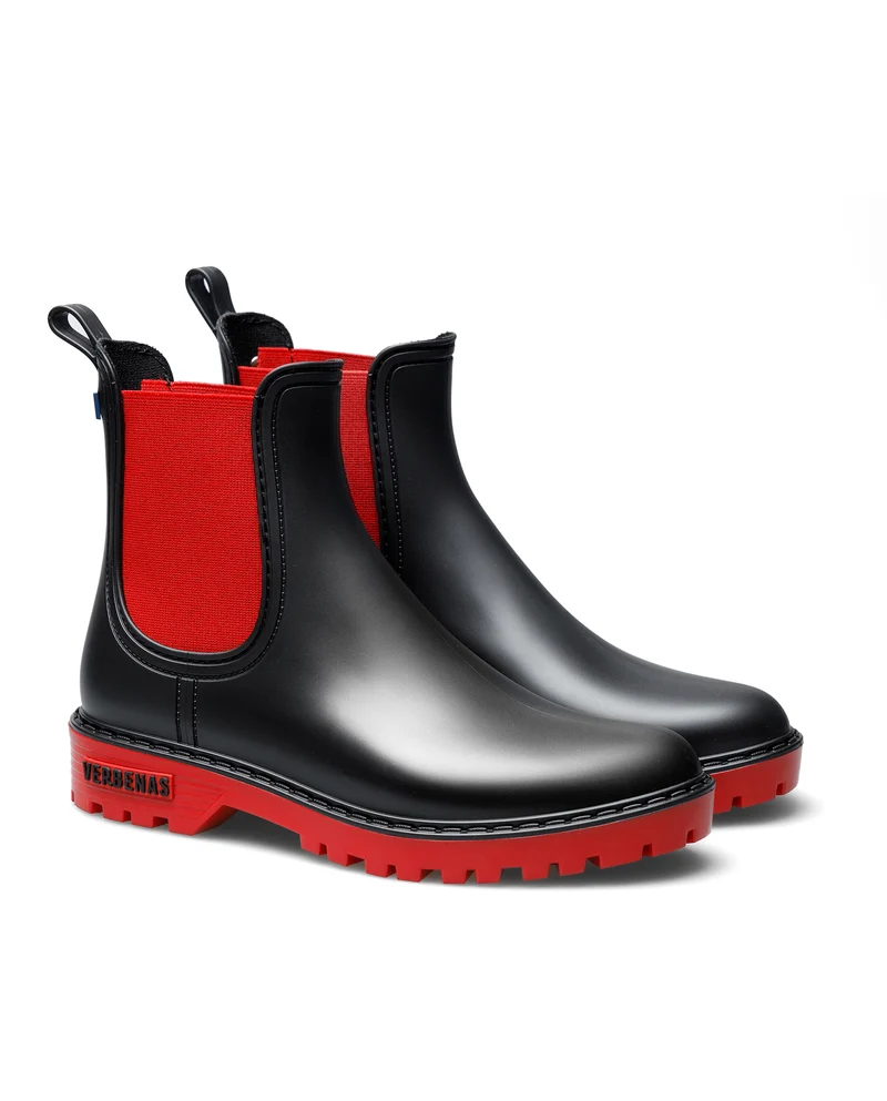 Botas Agua Gaudi Mate Negro-Rojo