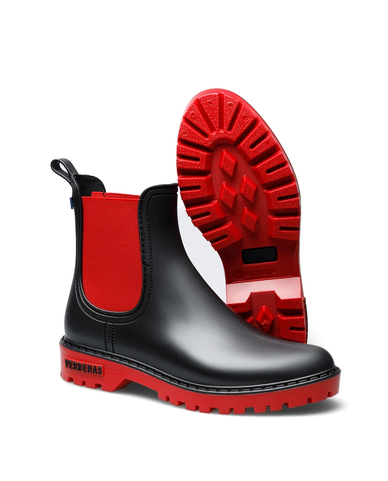 Botas Agua Gaudi Mate Negro-Rojo