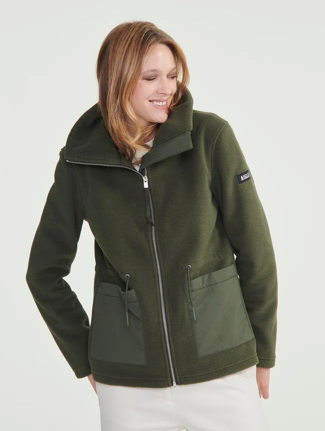 Fleecejacke mit taillierter Passform aus zwei Materialien