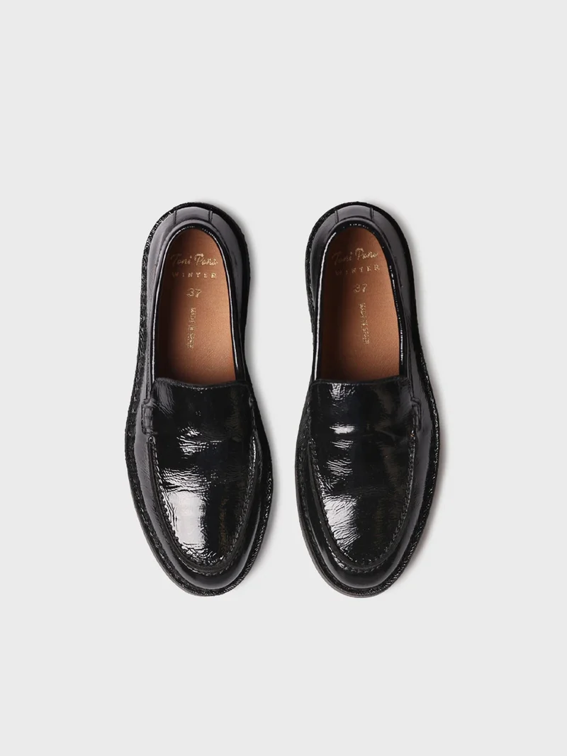 Mocasín en piel con acabado de charol para mujer | IVARS-CA