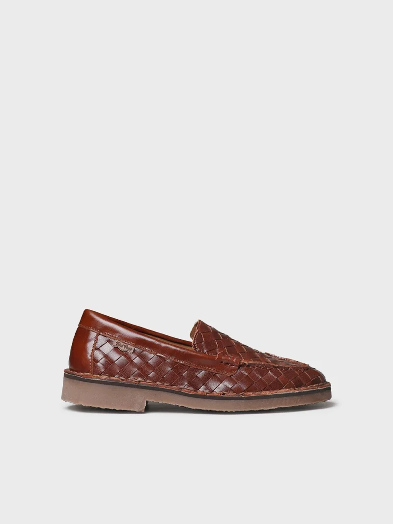 Mocasín en piel trenzada para mujer | IVARS-BL