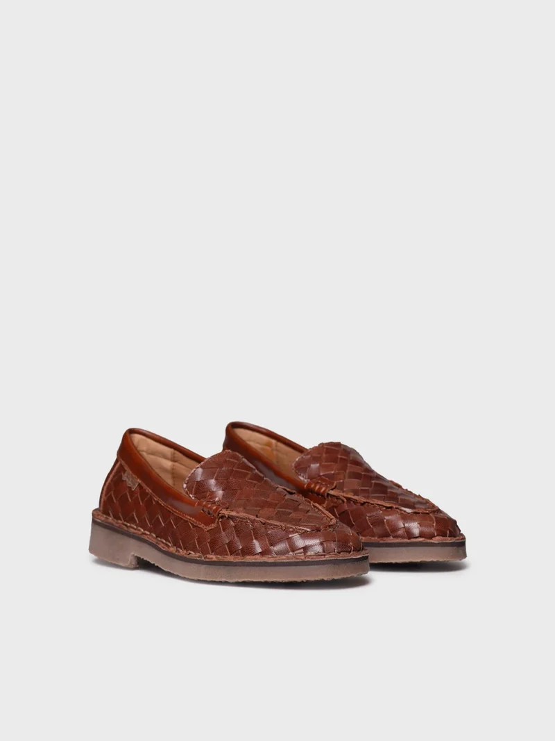 Mocasín en piel trenzada para mujer | IVARS-BL