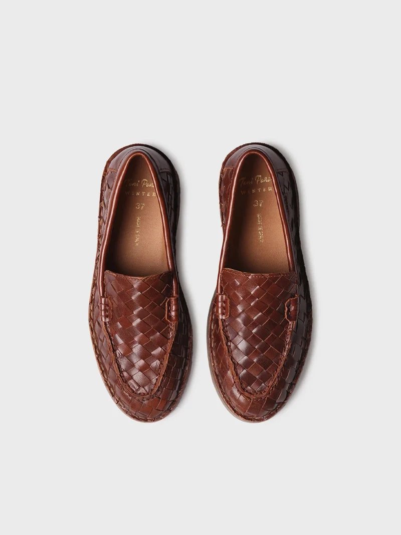 Mocasín en piel trenzada para mujer | IVARS-BL