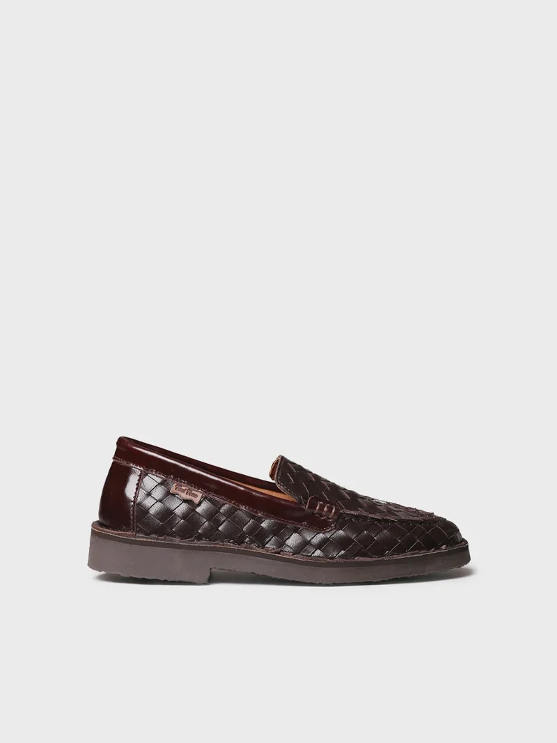 Mocasín en piel trenzada para mujer | IVARS-BL