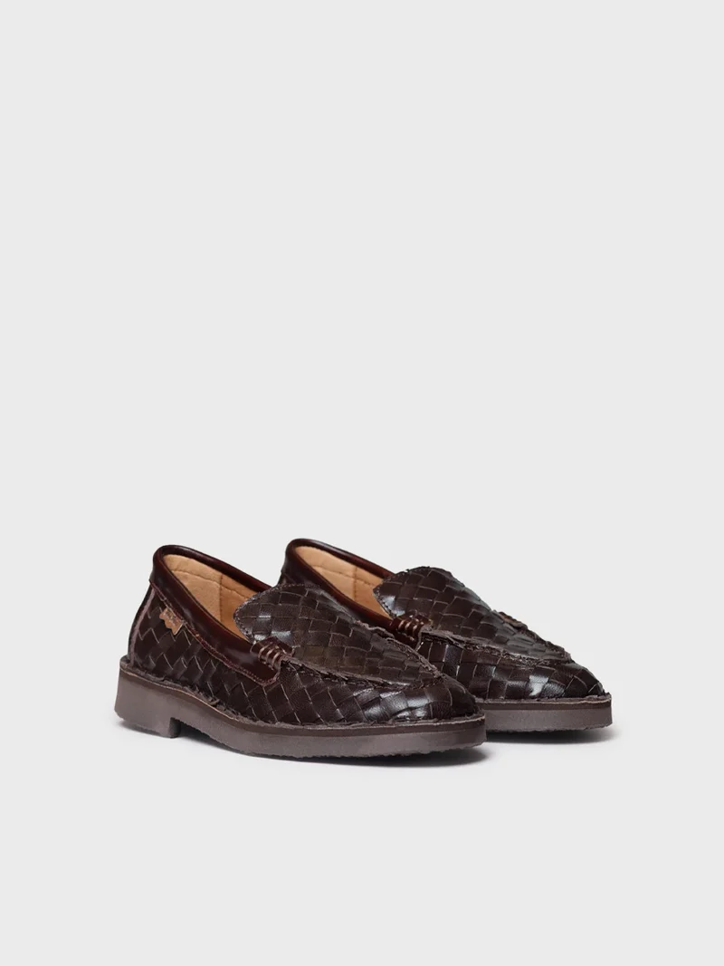 Mocasín en piel trenzada para mujer | IVARS-BL