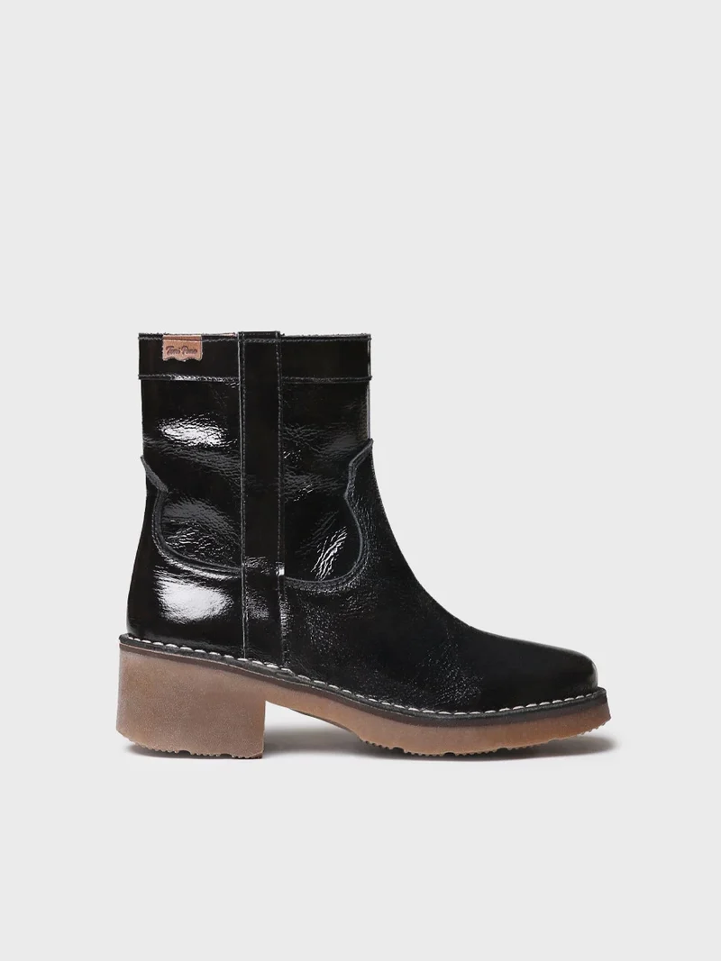 Botines de mujer en piel charol con cremallera lateral | IRIS-CA