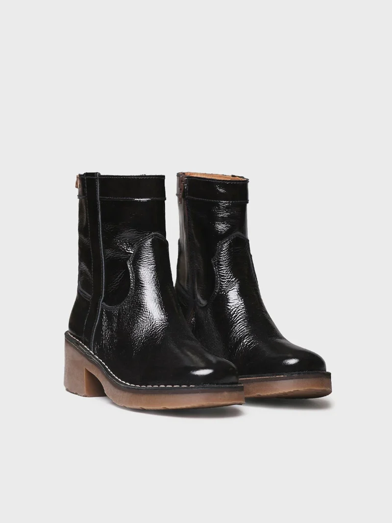 Botines de mujer en piel charol con cremallera lateral | IRIS-CA