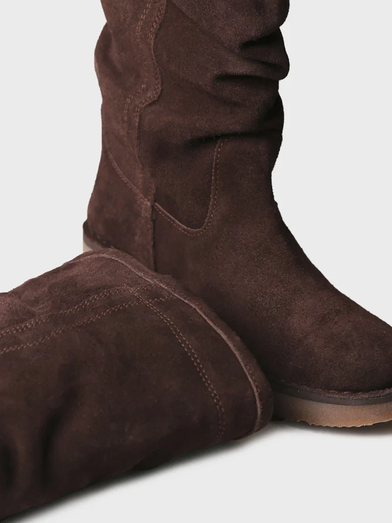 Bota alta en serraje para mujer | IONE-SY