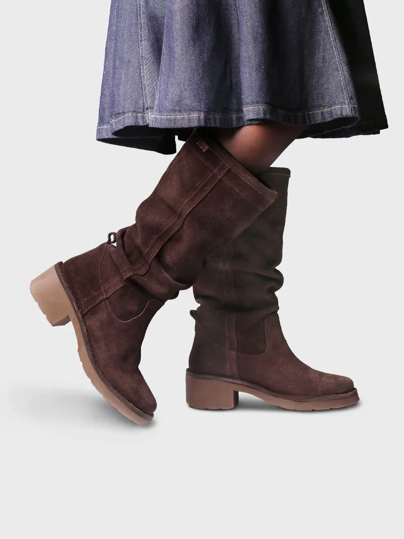 Bota alta en serraje para mujer | IONE-SY